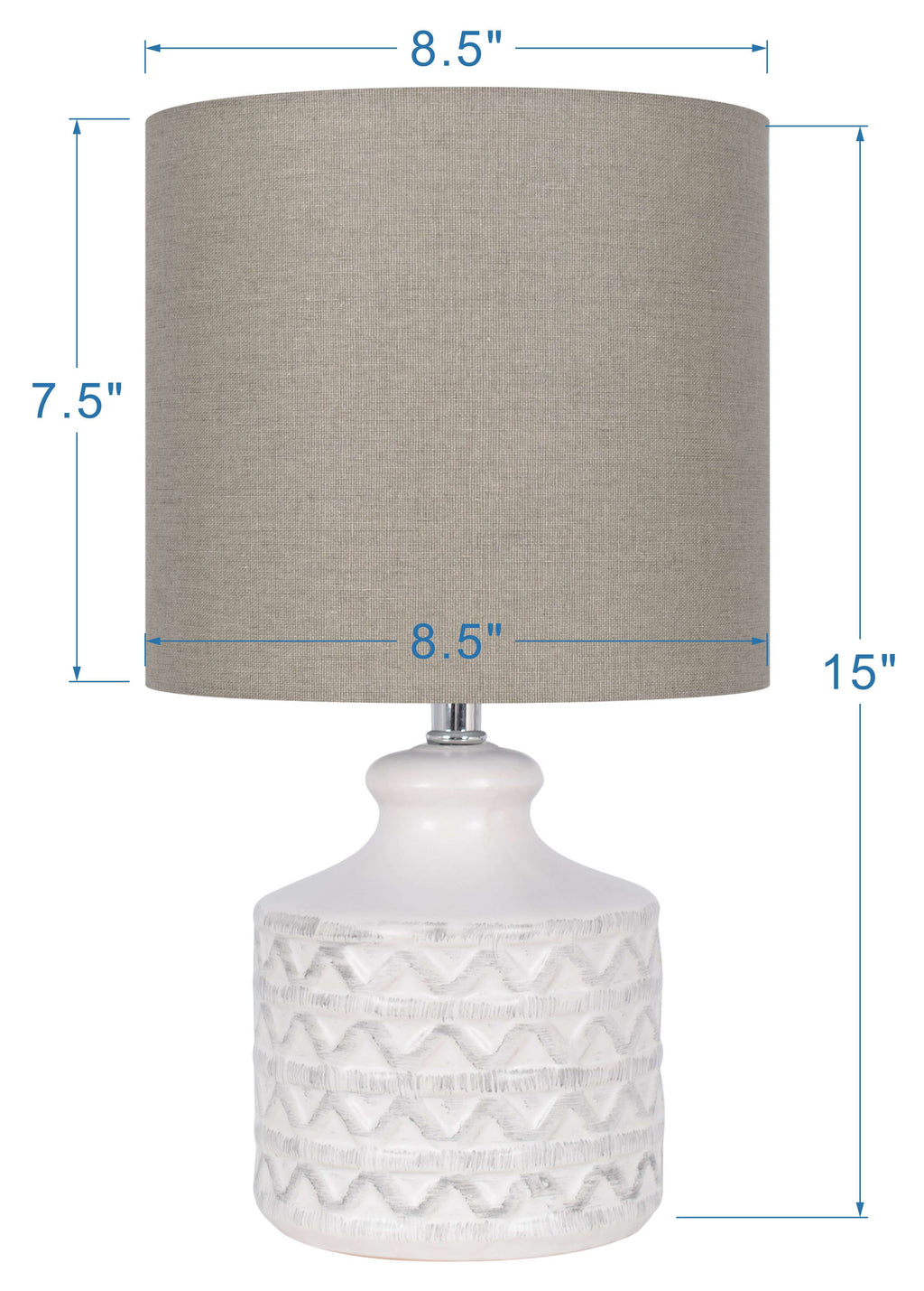 Velmora™ White Ceramic Table Lamp, 15"