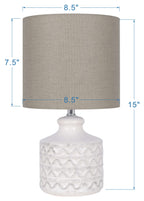 Velmora™ White Ceramic Table Lamp, 15"