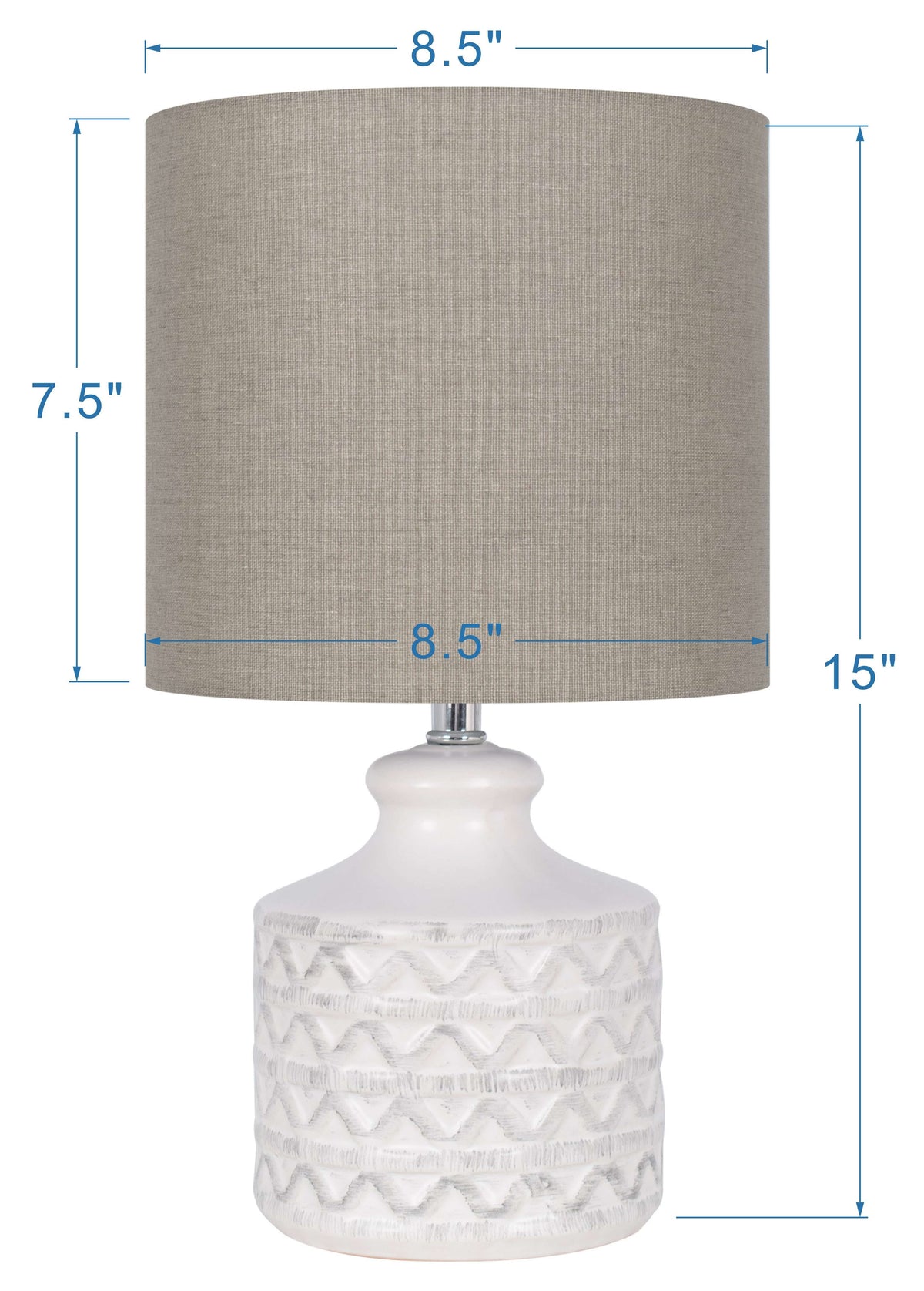 Velmora™ White Ceramic Table Lamp, 15"