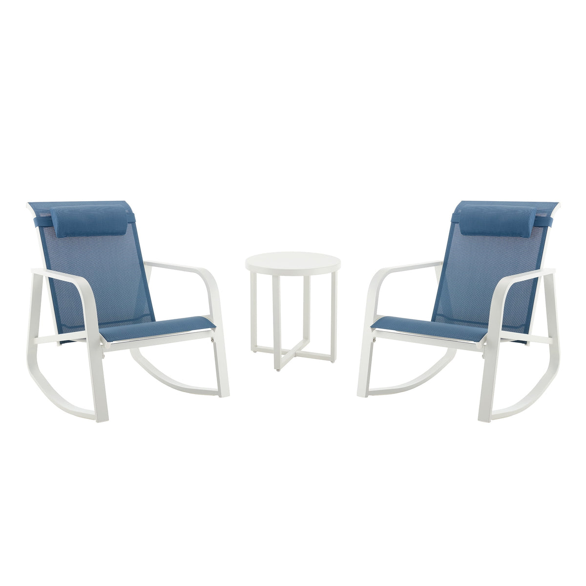 Velmora™ Dashwood Steel 3-Piece Rocker Outdoor Chat Set, Blue