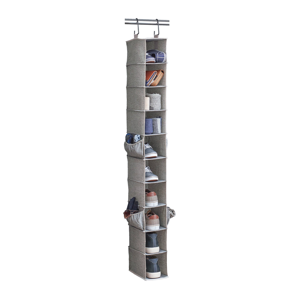 Velmora™ (2 pack) Gray 10-Shelf Hanging Closet Organizer with Side Pockets