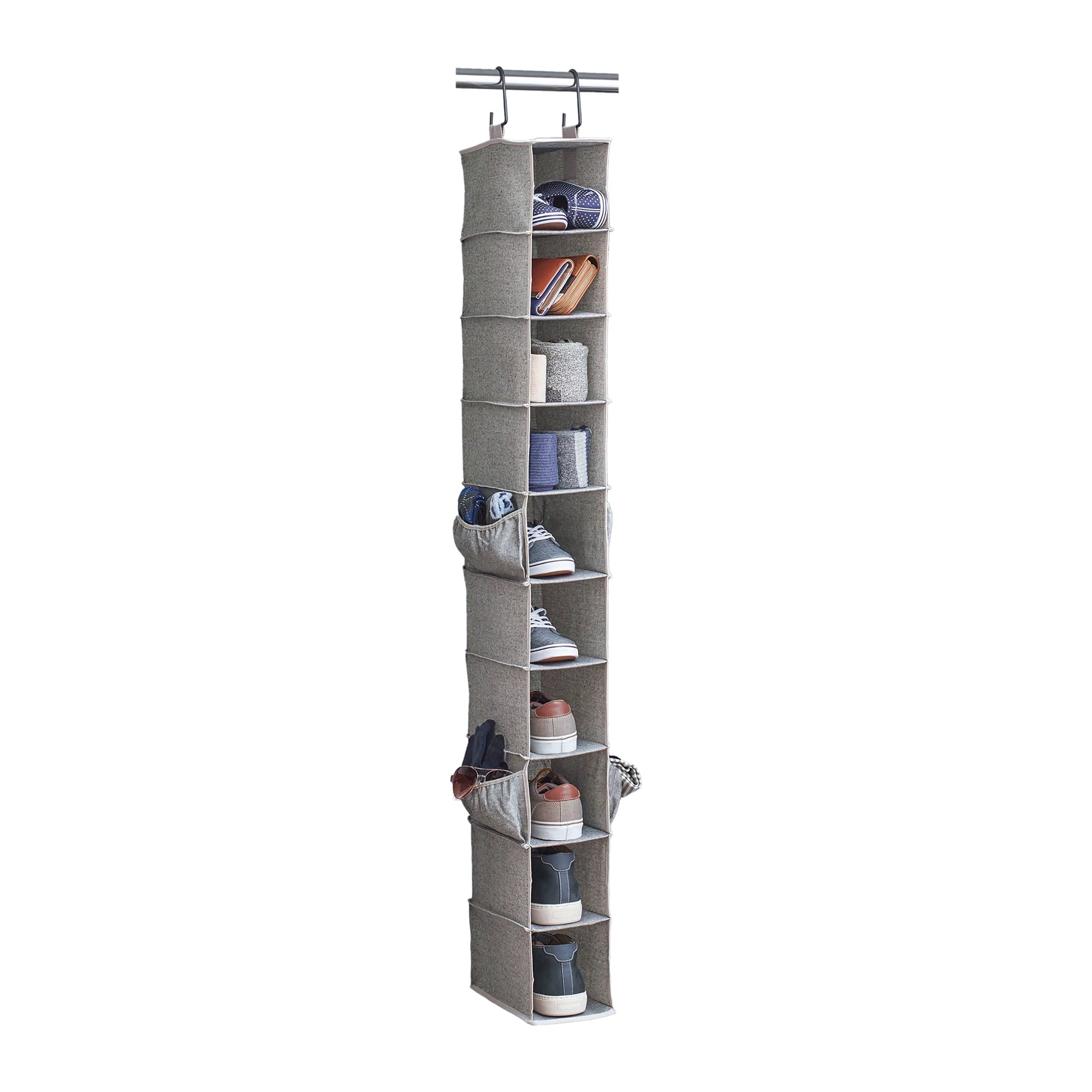 Velmora™ (2 pack) Gray 10-Shelf Hanging Closet Organizer with Side Pockets