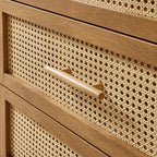 Velmora™ Springwood 4-Drawer Dresser with Caning Look, Light Honey