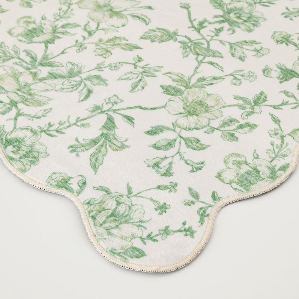 Velmora™ Green Floral Faux Fur Scalloped Indoor Area Rug, 4 ft x 5 ft 6 in