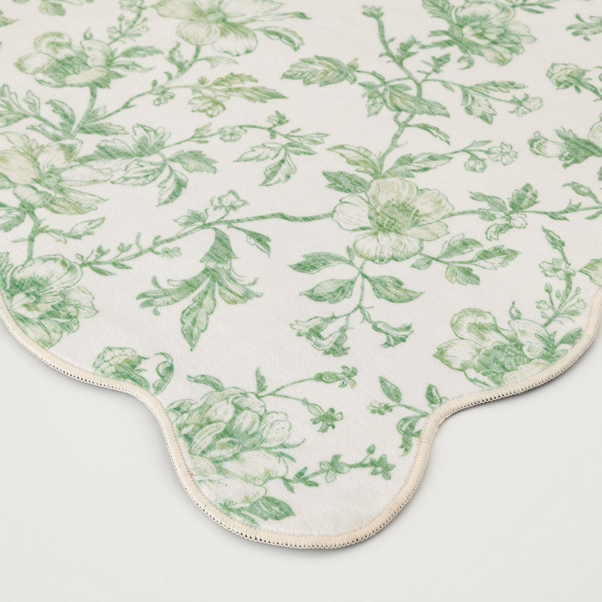 Velmora™ Green Floral Faux Fur Scalloped Indoor Area Rug, 4 ft x 5 ft 6 in
