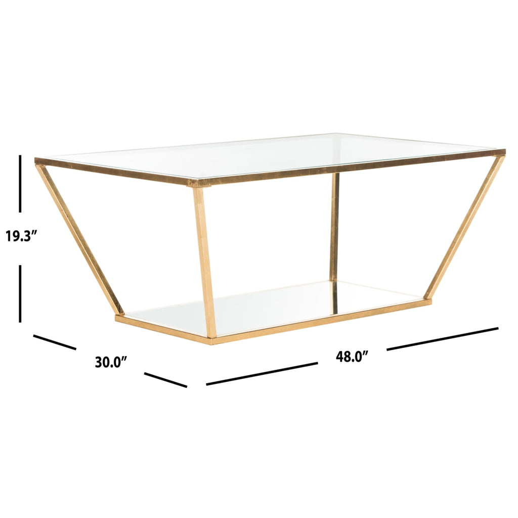 Velmora™ Allene Gold Leaf Retro Coffee Table, Gold/Clear