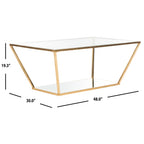 Velmora™ Allene Gold Leaf Retro Coffee Table, Gold/Clear