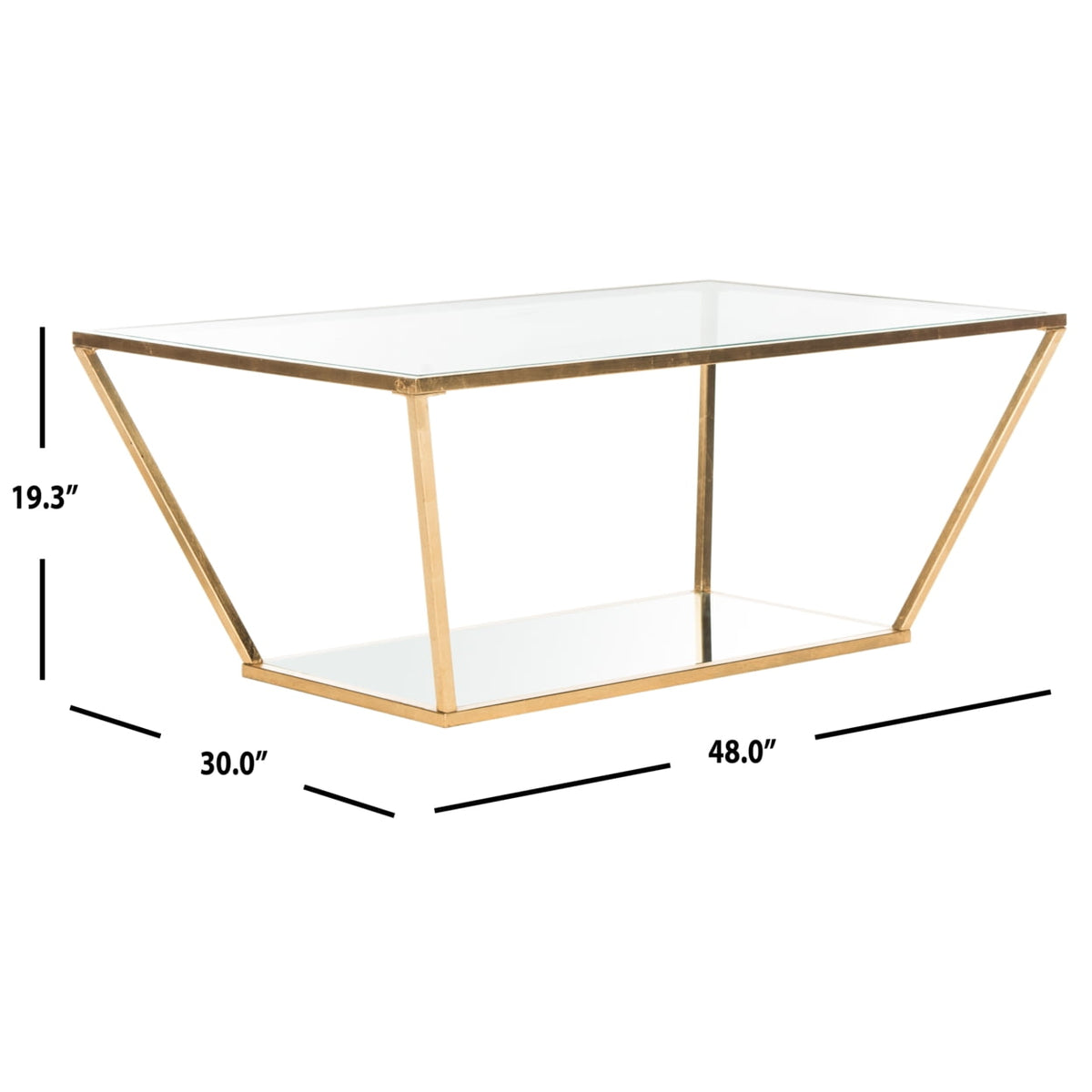 Velmora™ Allene Gold Leaf Retro Coffee Table, Gold/Clear