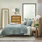 Velmora™ Diamond Gauze Quilt, Sage Green, Full/Queen