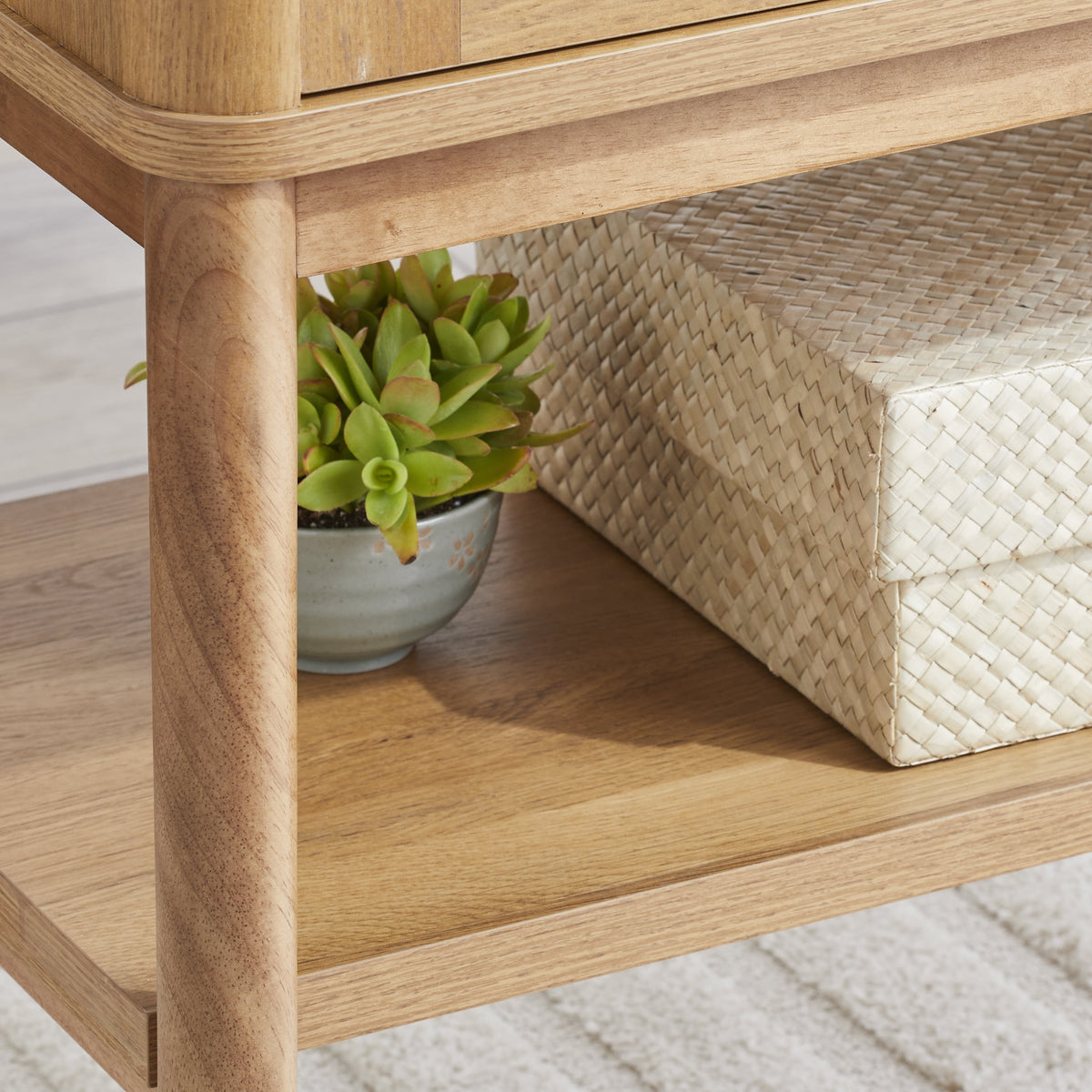 Velmora™ Springwood Caning Storage Accent Cabinet, Light Honey Finish