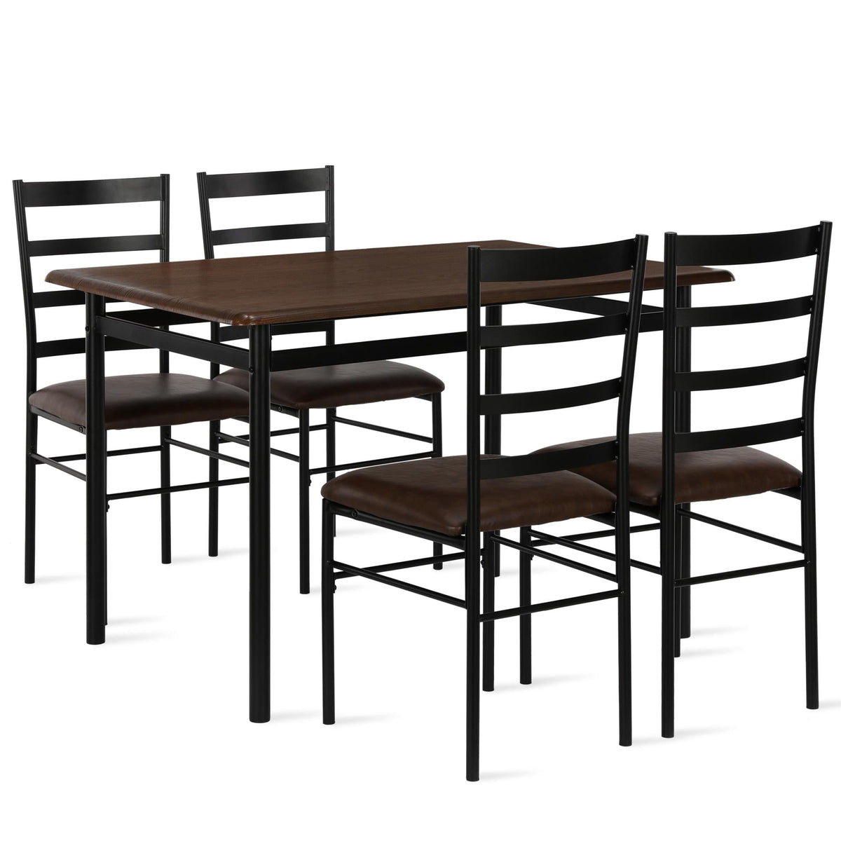 Velmora™ 5-Piece Wood & Metal Dining Room Set, Seats 4, Canyon Walnut & Black