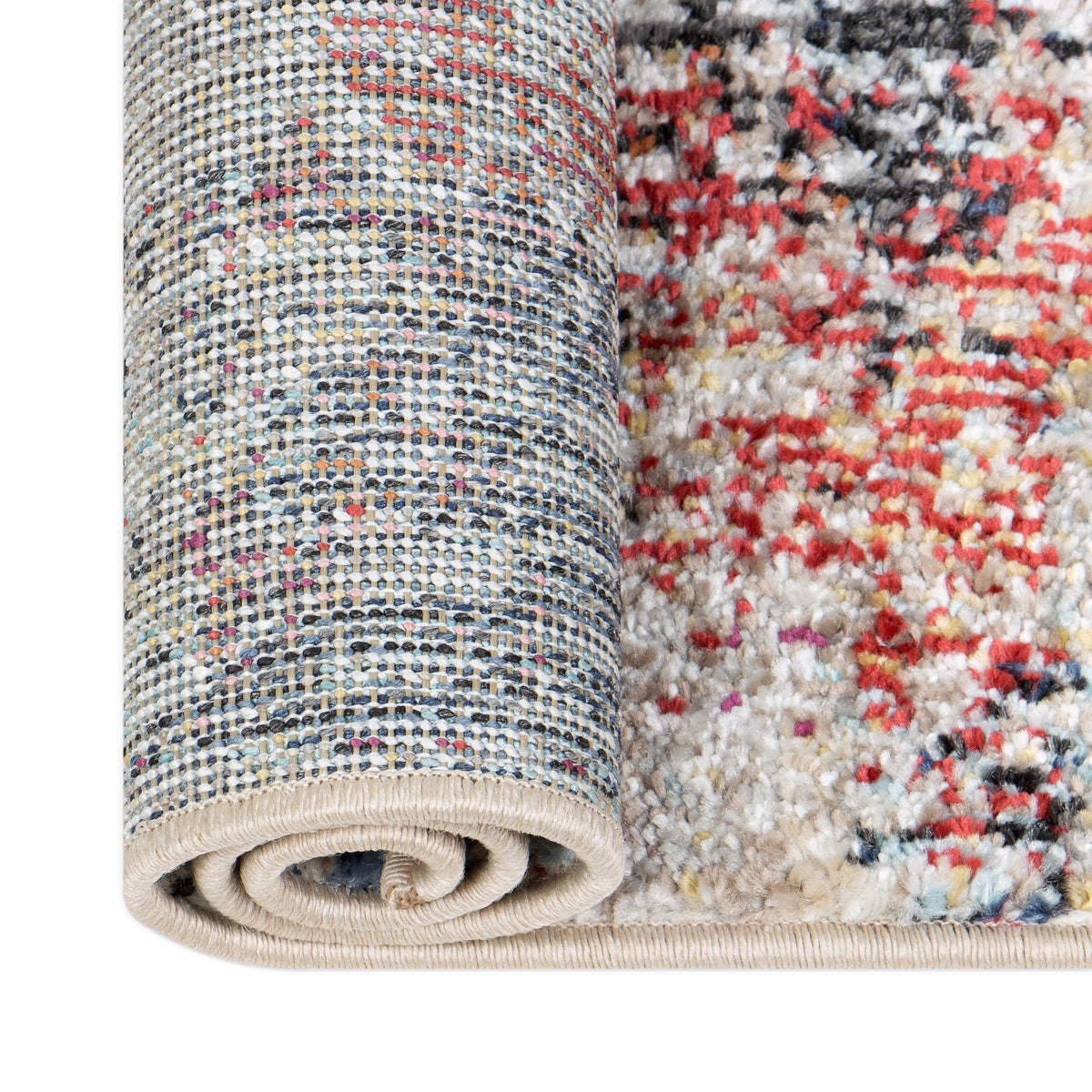 Velmora™ Modern Morgana Multi-Color 5 ft x 7 ft Olefin Area Rug with Frieze Accents