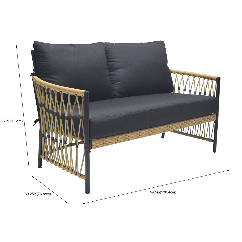 Velmora™ Lilah Outdoor Wicker Loveseat, Black