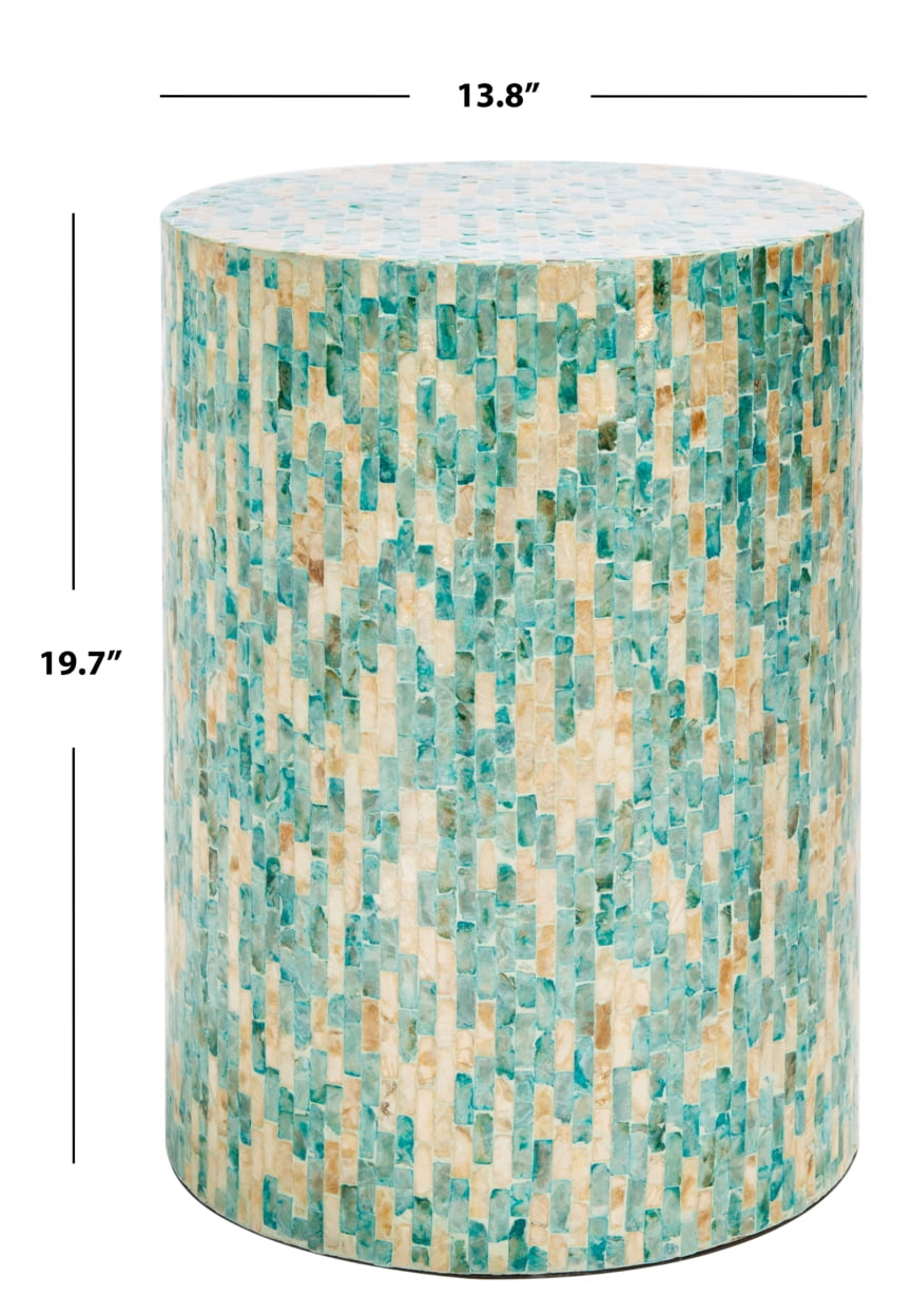 Velmora™ Presley Abstract Round Accent Table, Blue/Gold