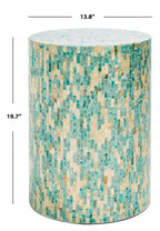 Velmora™ Presley Abstract Round Accent Table, Blue/Gold