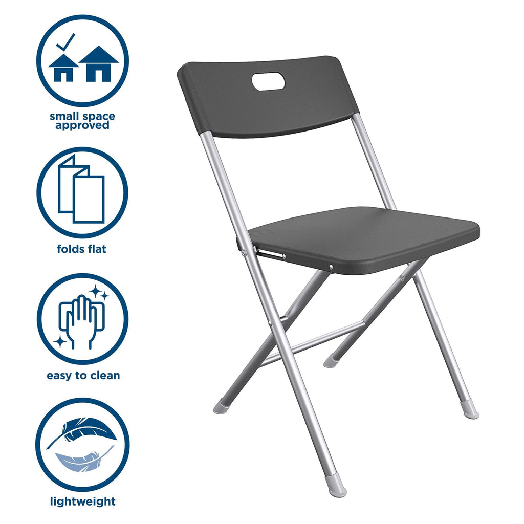 Velmora™ Resin Seat & Back Folding Chair, Black, 4-Pack