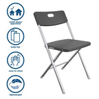 Velmora™ Resin Seat & Back Folding Chair, Black, 4-Pack