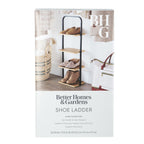 Velmora™ Juliet 4-Tier Wooden Shoe Ladder for Shoe Storage, Black and Light Honey Wood, Holds up to 4 Pairs