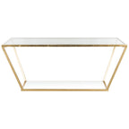 Velmora™ Allene Gold Leaf Retro Coffee Table, Gold/Clear