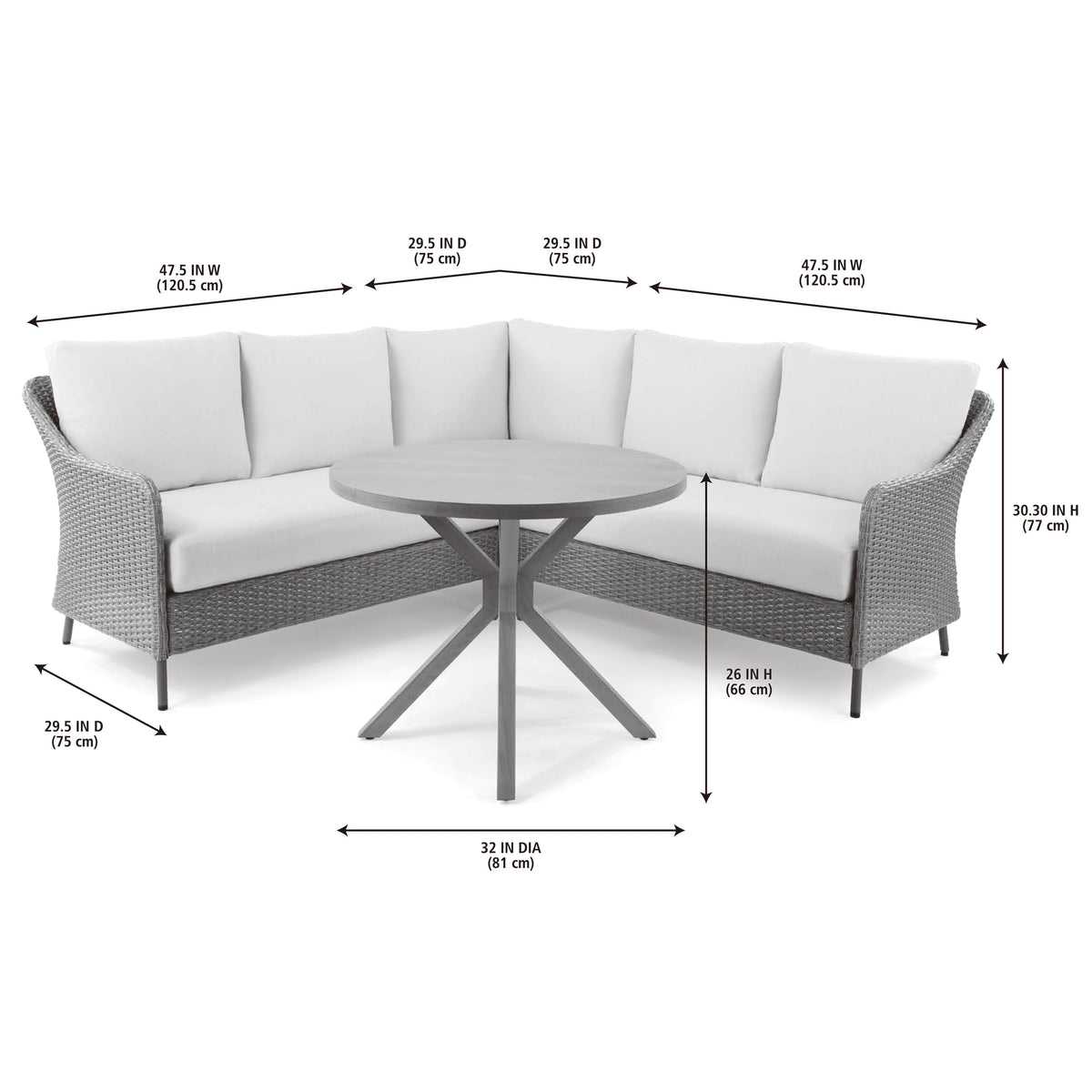 Velmora™ Chelsea Outdoor Patio 4-Piece Sectional Dining Set, Blue