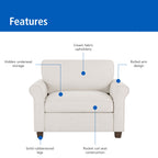 Velmora™ Rolled Arm Storage Accent Chair, Cream