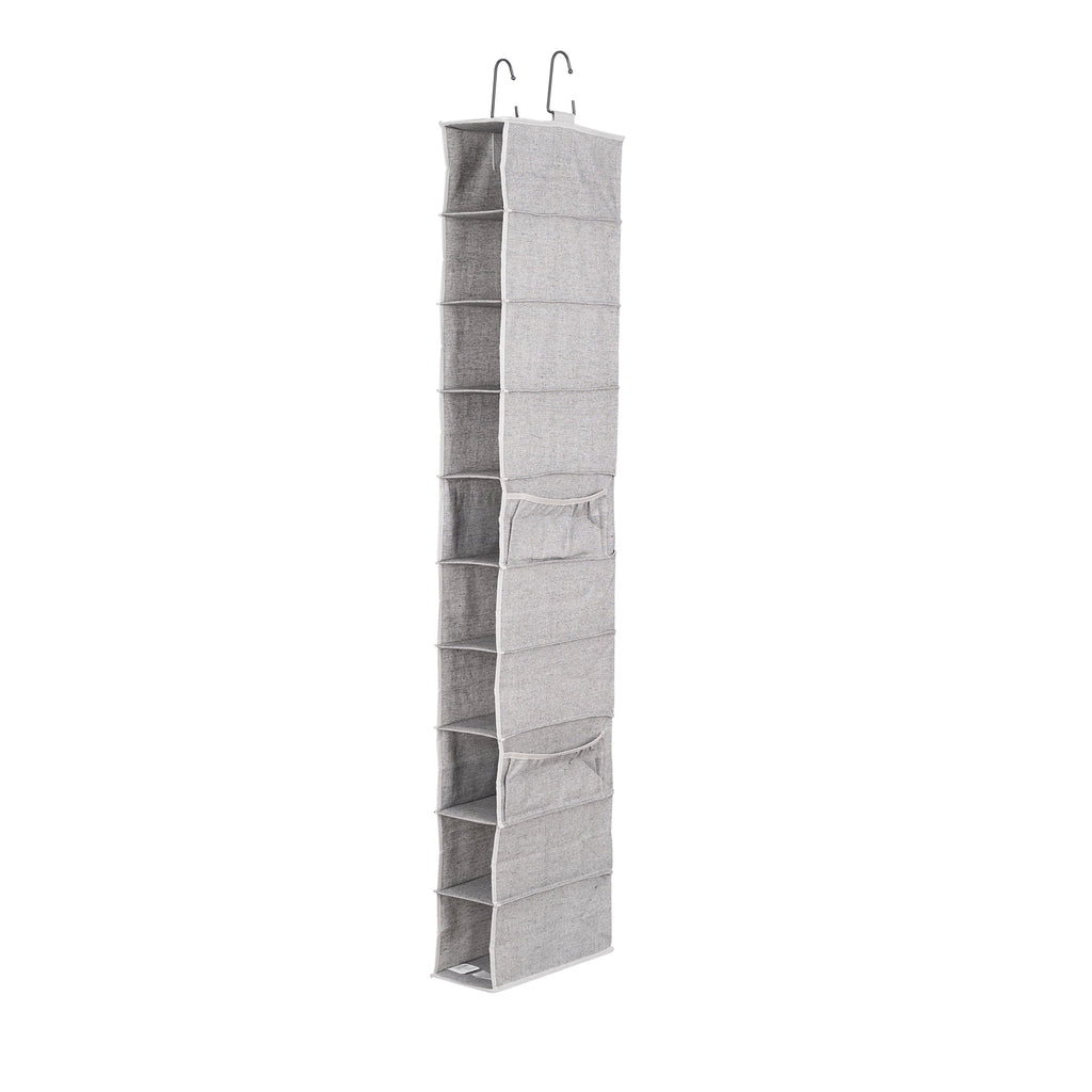Velmora™ (2 pack) Gray 10-Shelf Hanging Closet Organizer with Side Pockets