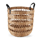Velmora™ 2-Pack Round Decorative Storage Baskets with Faux Leather Handles, Natural, 14.5 in x 16.5 in