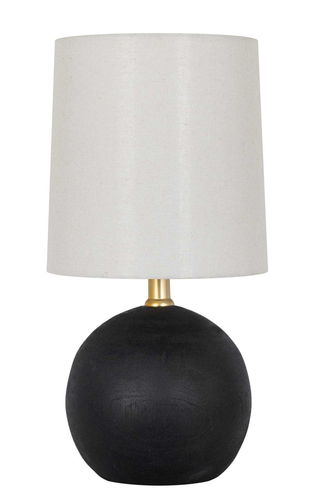 Velmora™ (3 pack) 12.5” Mini Black Wood Ball Table Lamp with White Fabric Shade