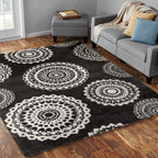 Velmora™ 9'X12' Charcoal Gray Medallion Shag Indoor Area Rug