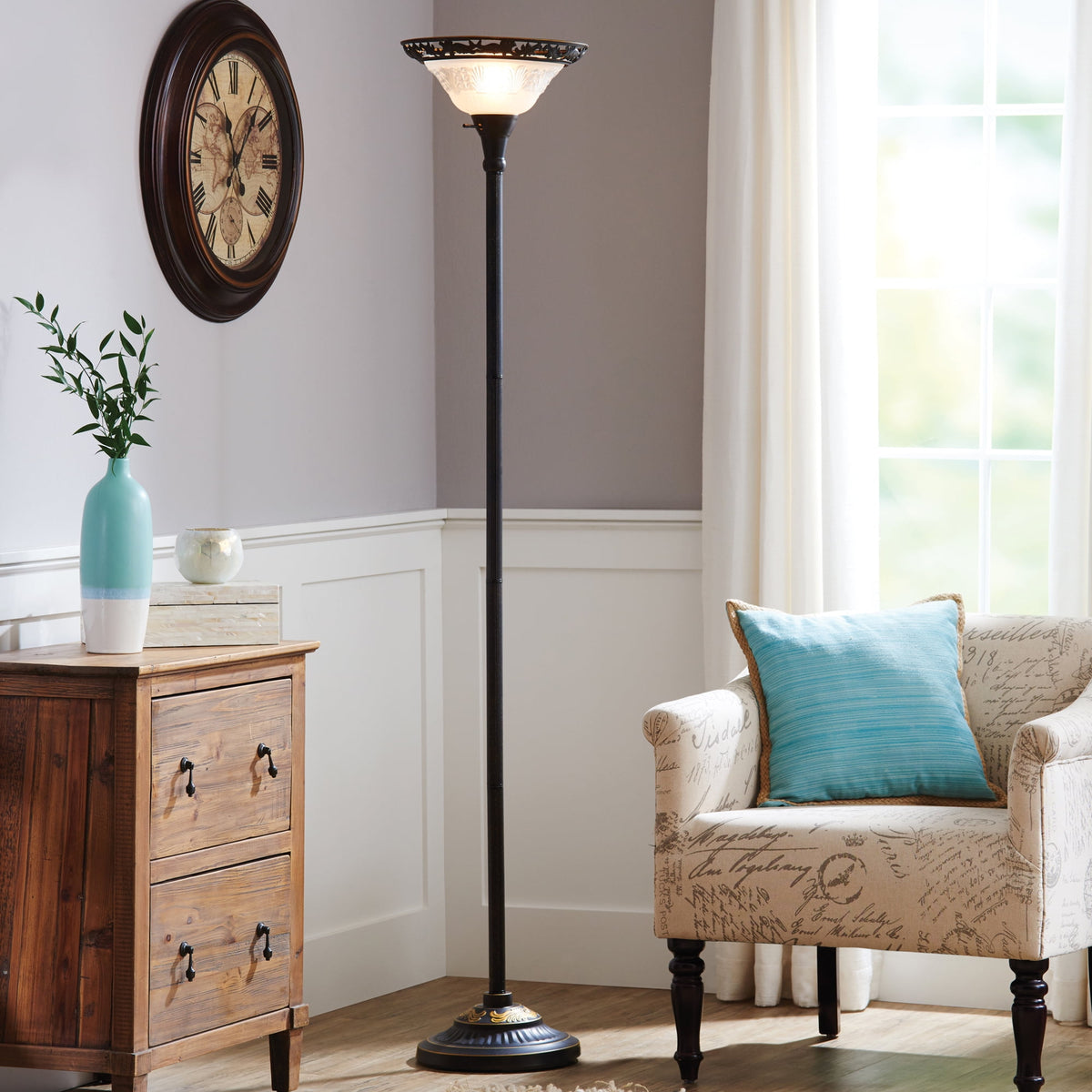 Velmora™ Traditional Bronze Victorian Floor Lamp 70"