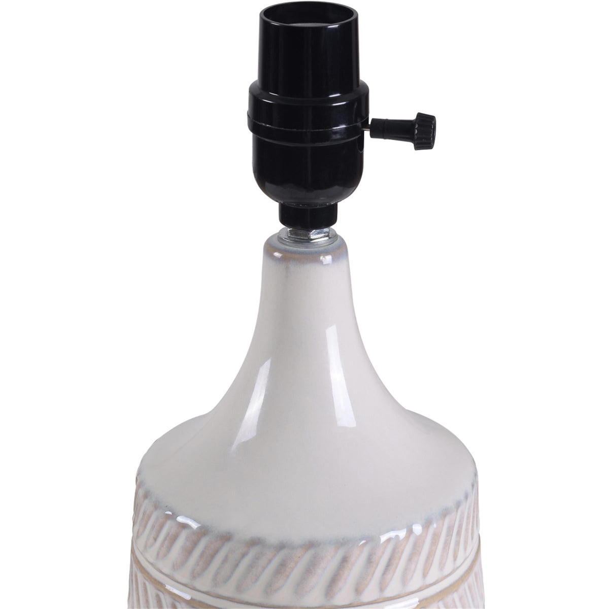 Velmora™ White and Beige Etched Ceramic Table Lamp with Shade 17"H