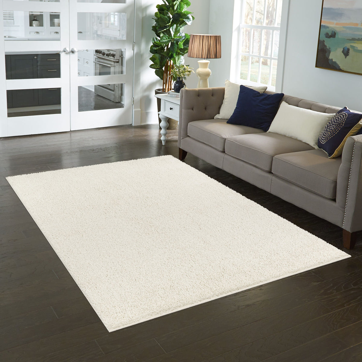 Velmora™ (2 pack) Solid Shag Indoor Area Rug, Ivory, 3 ft x 4 ft 8 in