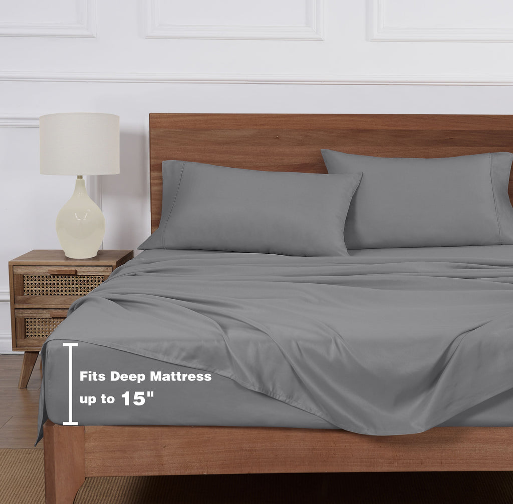 Velmora™ Super Soft Brushed Microfiber Bed Sheet Set, Blue Cove, King, 4 Piece
