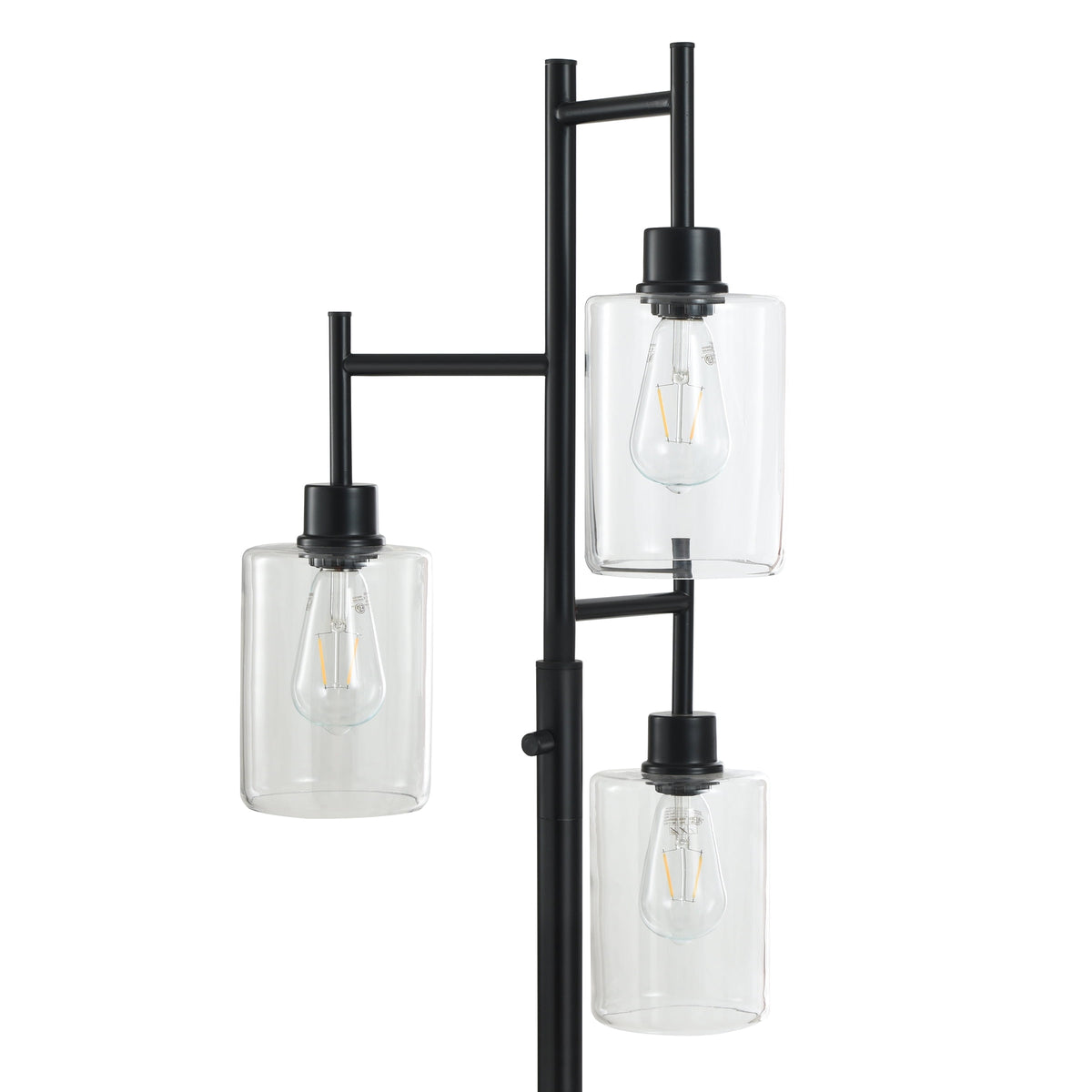 Velmora™ 63.5 in 3 Light Contemporary Black Floor Lamp Clear Glass