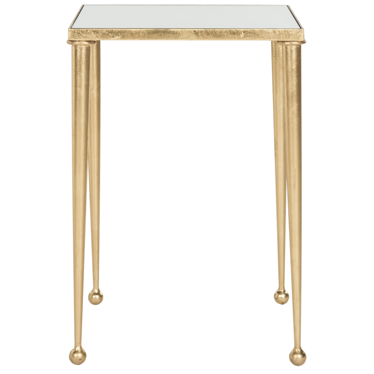 Velmora™ Nyacko Solid Class Mirror Top Gold Leaf End Table