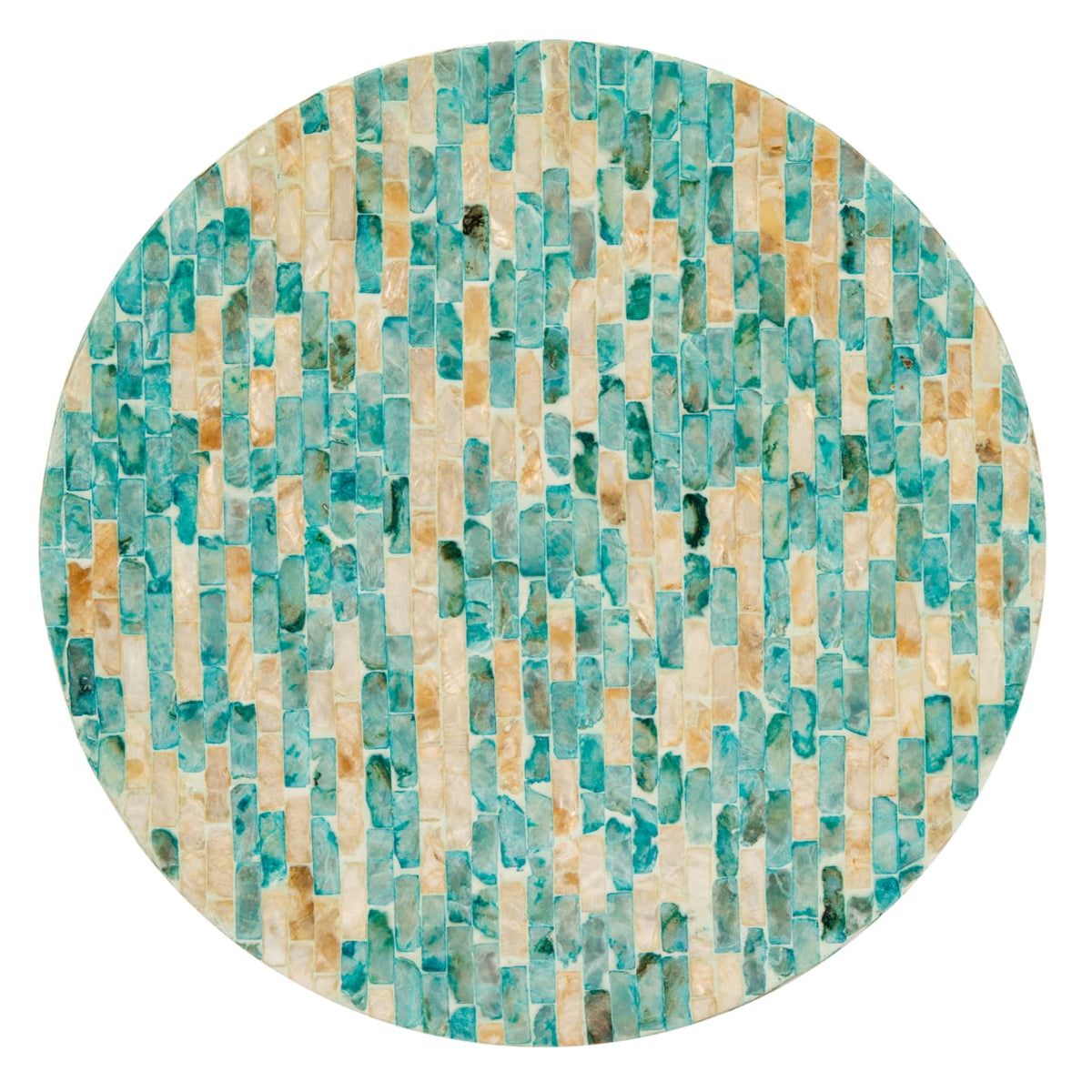 Velmora™ Presley Abstract Round Accent Table, Blue/Gold