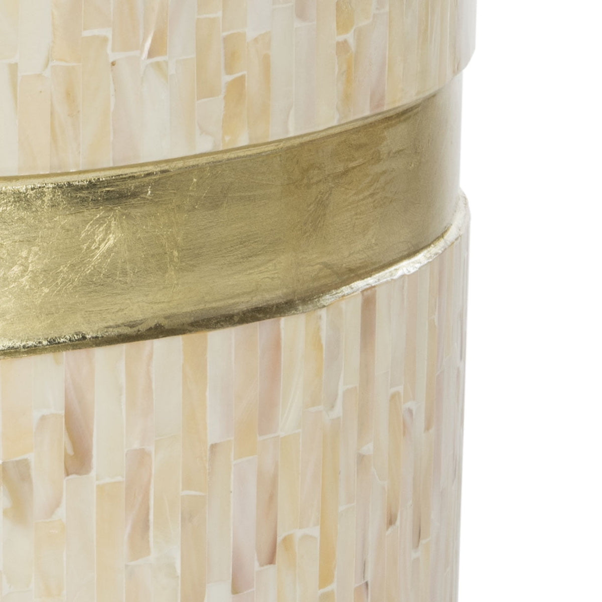 Velmora™ Perla Glam Mosaic Round Side Table, Pink Champagne/Gold