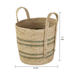 Velmora™ Natural Maize Colored Stripe Basket, Green, Large