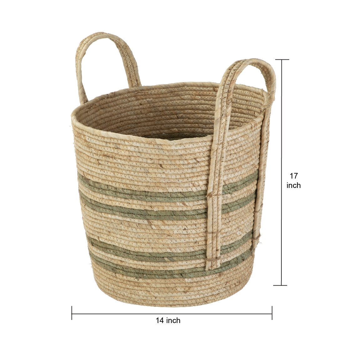 Velmora™ Natural Maize Colored Stripe Basket, Green, Large