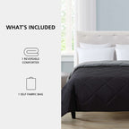 Velmora™ Full/Queen Comforter, All-Season Reversible Microfiber, Black