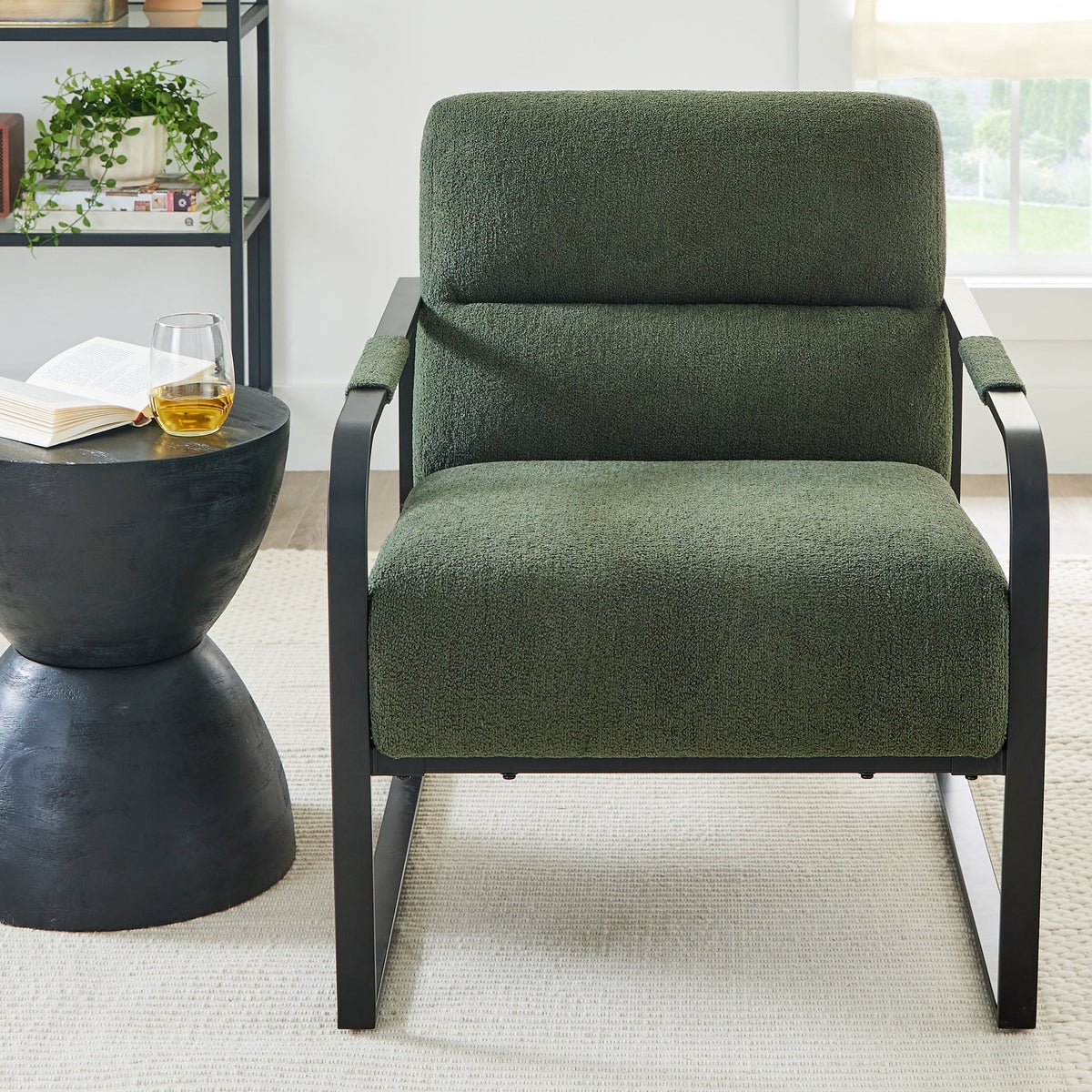Velmora™ Wyatt Accent Chair, Olive Green Bouclé