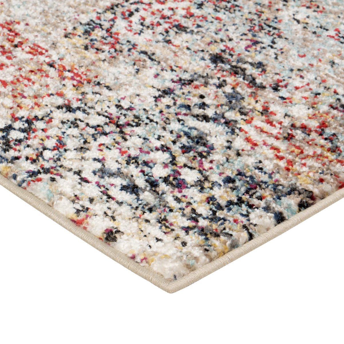 Velmora™ Modern Morgana Multi-Color 5 ft x 7 ft Olefin Area Rug with Frieze Accents