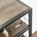 Velmora™ (3 pack) Decorative Gunmetal Grey Wood and Metal Shoe Rack