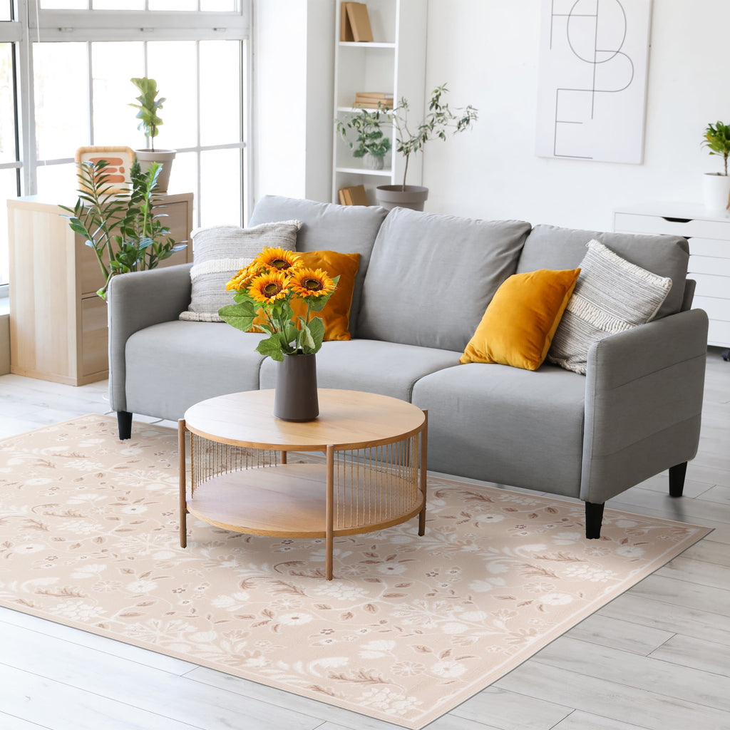Velmora™ Neutral Sculpted Floral Indoor Area Rug, 5 ft x 7 ft