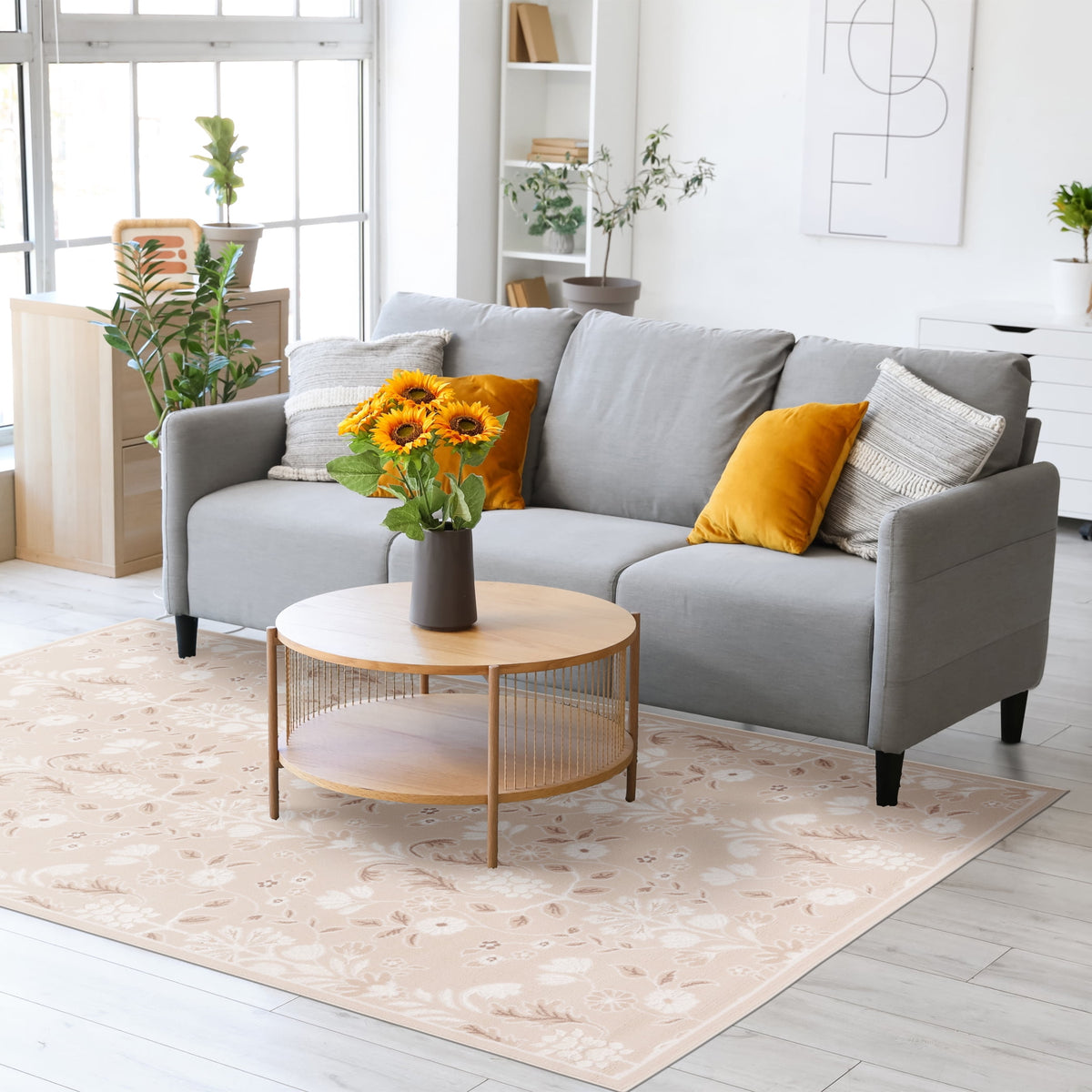Velmora™ Neutral Sculpted Floral Indoor Area Rug, 5 ft x 7 ft