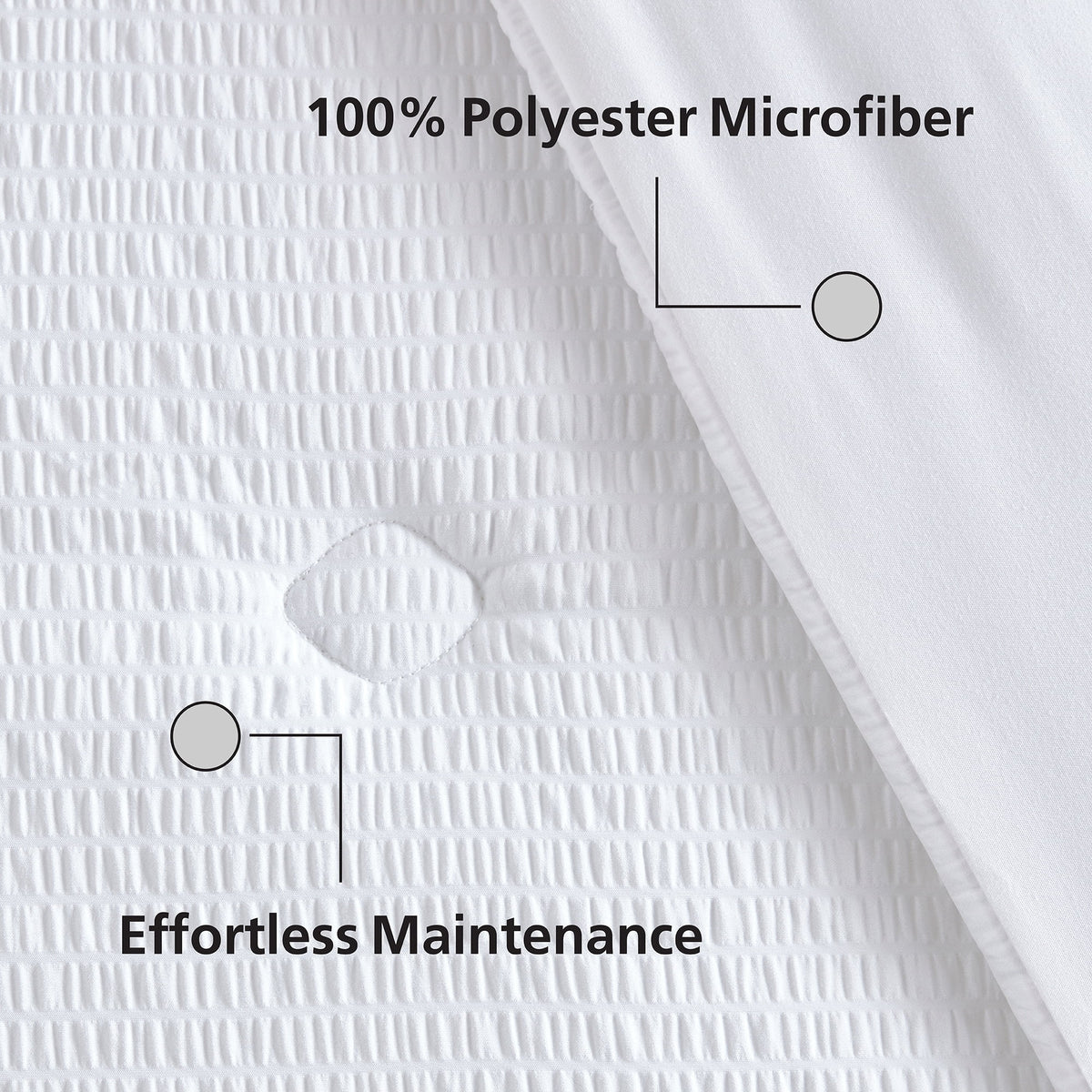 Velmora™ King Comforter, Reversible Down Alternative, All-Season, White Seersucker