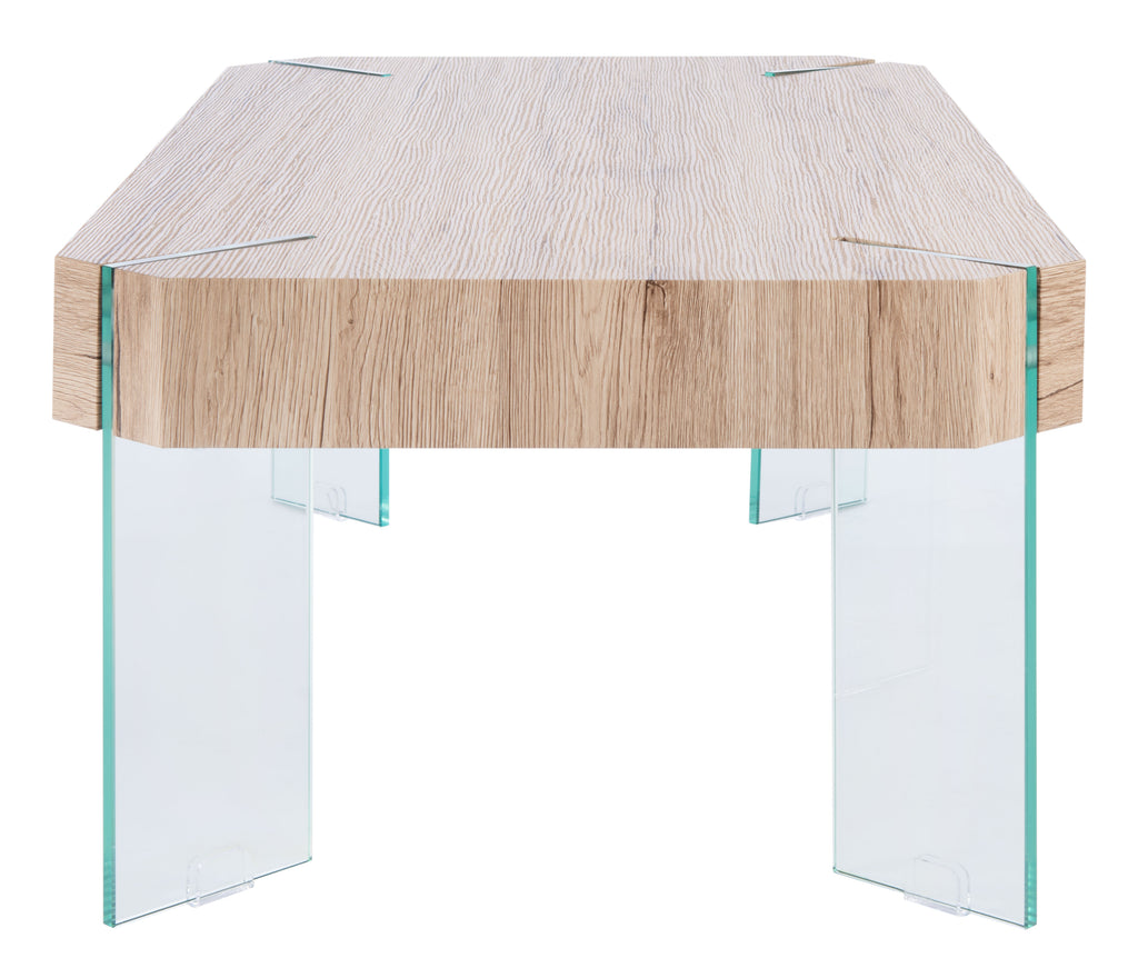 Velmora™ Katelyn Rect. Contemporary Glass Leg Coffee Table, Natural