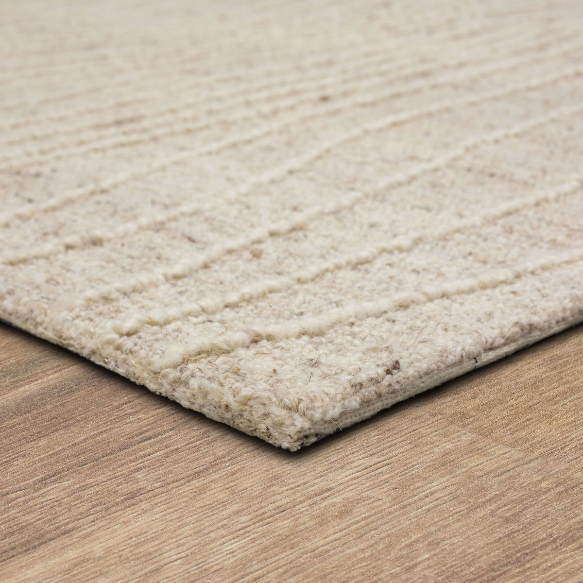 Velmora™ Wool Lines Plush Indoor Tufted Area Rug, Ivory, 5 ft x 7 ft