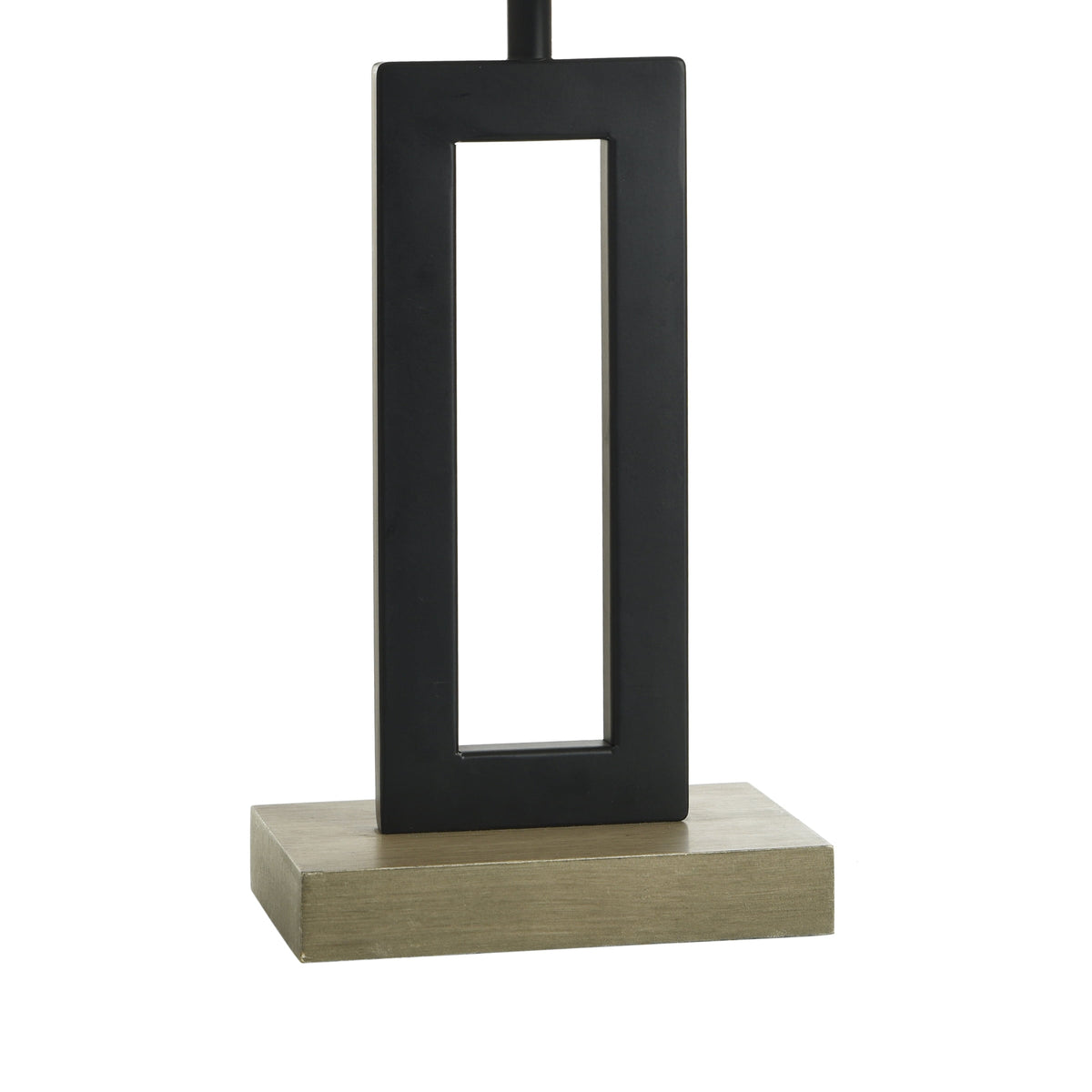 Velmora™ 18 in Metal Windowpane Table Lamp, Black Finish with Faux Wood Base
