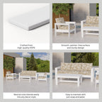 Velmora™ Ezra 4-Piece Outdoor HDPE Conversation Set, White with Neutral Palm Cushions